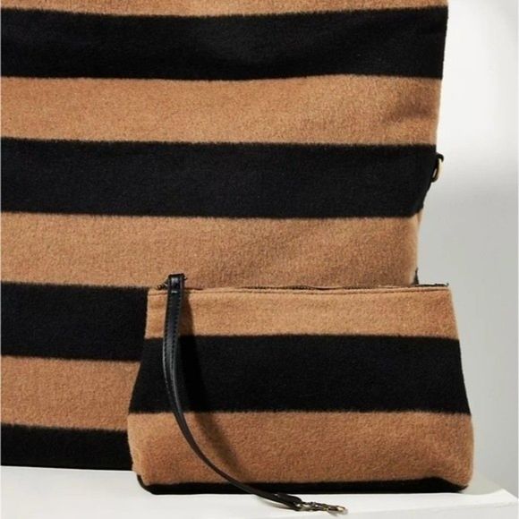 Anthropologie Striped Fuzzy Tote Bag - Picture 2 of 8